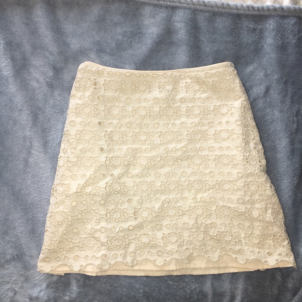J. Crew Lace Overlay Cream Mini Skirt